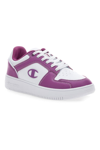 Weiße und lila Sneakers mit seitlichem Logo Champion RD18 2 LOW