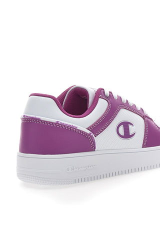Weiße und lila Sneakers mit seitlichem Logo Champion RD18 2 LOW