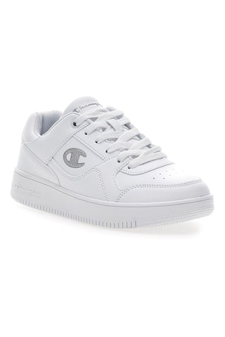 Weiße Sneakers mit silbernem Seitenlogo CHAMPION RD18 LOW G GS