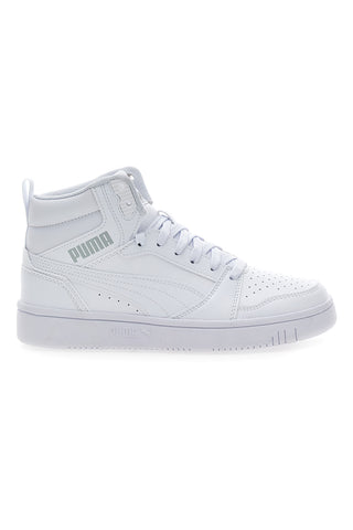 Puma – Rebound V6 Mid Jr – Halbhohe Sneakers mit perforiertem Obermaterial in Weiß