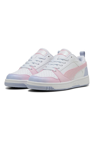 Snaakers Bianche e Dettagli Rosa e Lilla Puma Rebound V6 Lo Blurry Dreams Jr