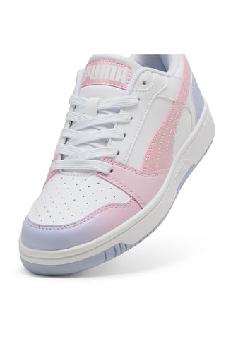 Snaakers Bianche e Dettagli Rosa e Lilla Puma Rebound V6 Lo Blurry Dreams Jr