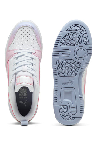 Snaakers Bianche e Dettagli Rosa e Lilla Puma Rebound V6 Lo Blurry Dreams Jr