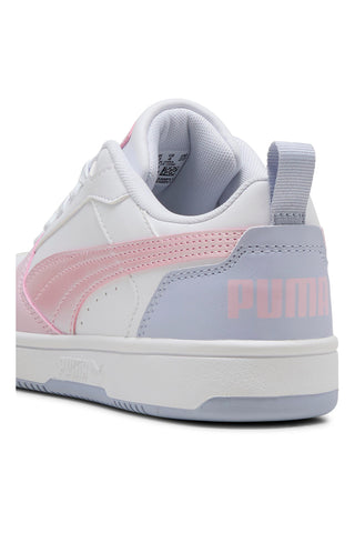 Snaakers Bianche e Dettagli Rosa e Lilla Puma Rebound V6 Lo Blurry Dreams Jr