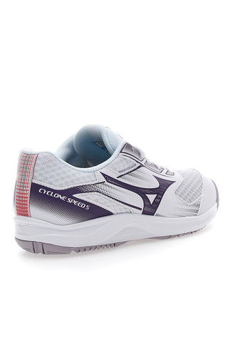 Mizuno Cyclone Speed ​​​​4 Weiße Volleyballschuhe mit lila Details