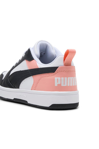 Sneakers bianche, nere e rosa Puma Rebound V6 Lo