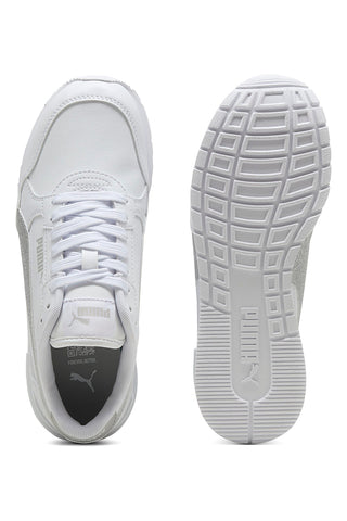 Sneakers bianche con glitter argento Puma ST Runner v4 SL Glitter Jr
