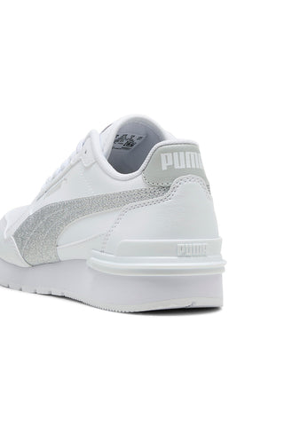 Sneakers bianche con glitter argento Puma ST Runner v4 SL Glitter Jr
