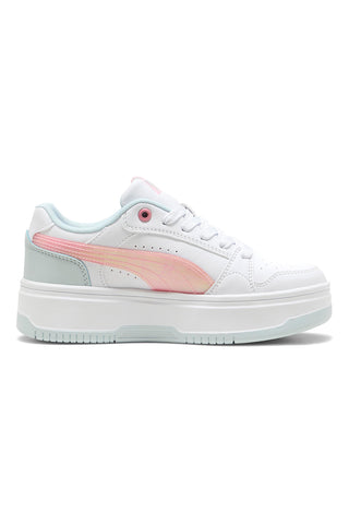 Sneakers bianche con dettagli rosa e azzurri platform Puma Rebound Femme Space Belle Jr
