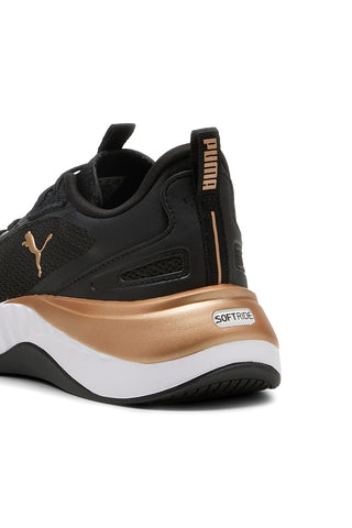 Scarpe da ginnastica nere con dettagli oro e suola Softride Puma Softride Sera Wns