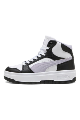 Puma Rebound Femme Mid – Schwarze und weiße High-Top-Sneaker mit Flatform-Sohle