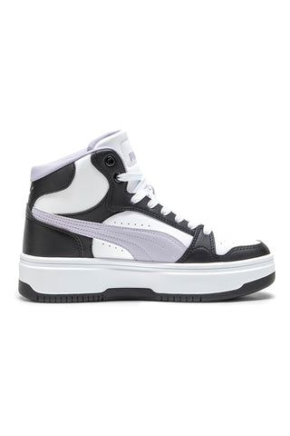 Puma Rebound Femme Mid – Schwarze und weiße High-Top-Sneaker mit Flatform-Sohle