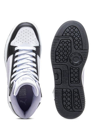 Puma Rebound Femme Mid – Schwarze und weiße High-Top-Sneaker mit Flatform-Sohle