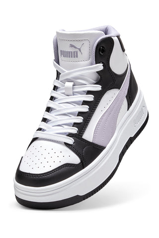 Puma Rebound Femme Mid – Schwarze und weiße High-Top-Sneaker mit Flatform-Sohle