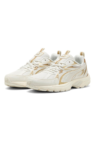 Puma Milenio Tech Wmns DaylNight Cremefarbene Sneakers mit goldenen Details