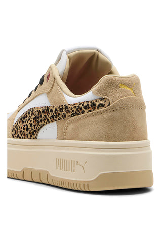 Puma Rebound Femme Low Animal Schuhe aus beigefarbenem Wildleder mit Animal-Details