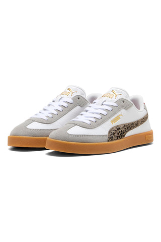 Weiße und graue Sneaker mit Animalier-Details und beiger Sohle Puma Club II Era Animal Flair