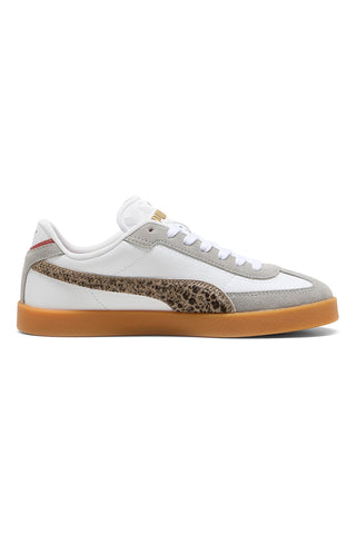 Weiße und graue Sneaker mit Animalier-Details und beiger Sohle Puma Club II Era Animal Flair
