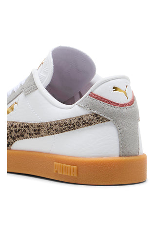 Weiße und graue Sneaker mit Animalier-Details und beiger Sohle Puma Club II Era Animal Flair