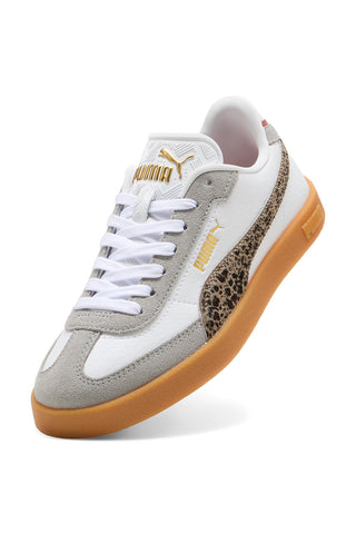 Weiße und graue Sneaker mit Animalier-Details und beiger Sohle Puma Club II Era Animal Flair