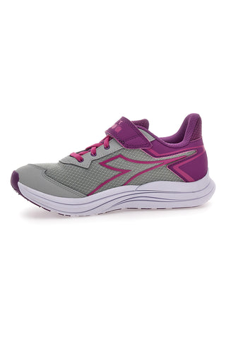 Sneakers grigie e fucsia con strappo e lacci elastici Diadora Snipe 3 JR
