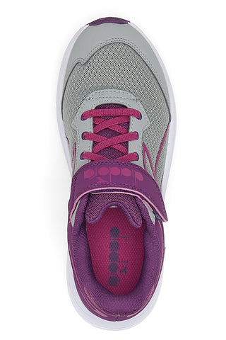 Graue und fuchsiafarbene Sneakers mit Klettverschluss und elastischen Schnürsenkeln Diadora Snipe 3 JR