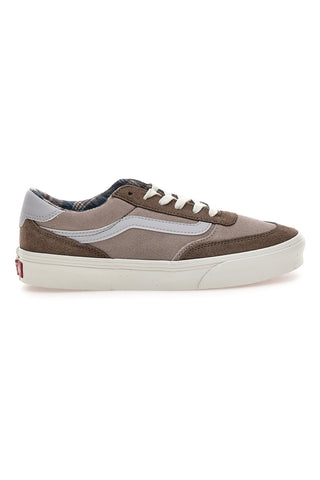 Sneakers marroni in suede con fodera plaid Vans Brooklyn LS