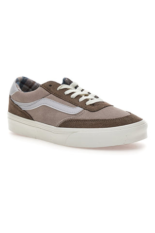 Sneakers marroni in suede con fodera plaid Vans Brooklyn LS