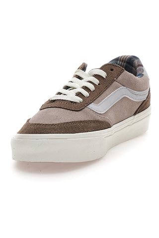 Sneakers marroni in suede con fodera plaid Vans Brooklyn LS