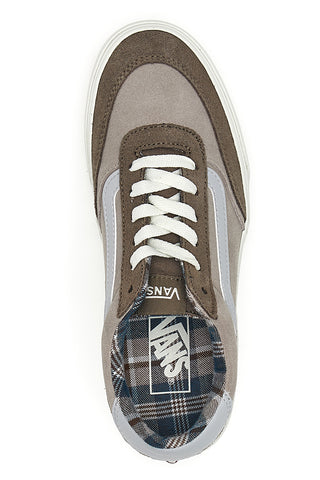 Sneakers marroni in suede con fodera plaid Vans Brooklyn LS