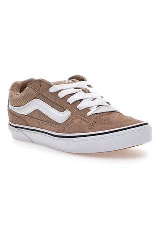 Beige Wildleder-Sneaker mit weißen Details Vans Caldrone