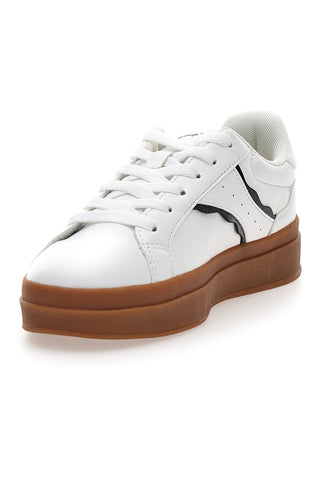 Champion PRESTIGE PLATFORM weiße Sneakers mit braunen Sohlen