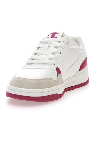 Champion RD18 Heritage Flap Low G GS – Weiße Sneakers mit Fuchsia-Details und Wildlederspitze
