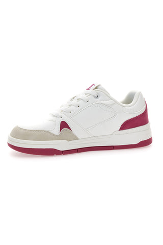 Champion RD18 Heritage Flap Low G GS – Weiße Sneakers mit Fuchsia-Details und Wildlederspitze