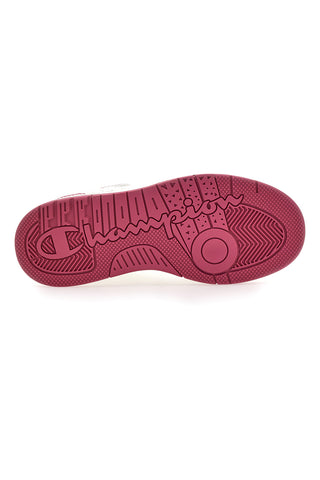 Champion RD18 Heritage Flap Low G GS – Weiße Sneakers mit Fuchsia-Details und Wildlederspitze