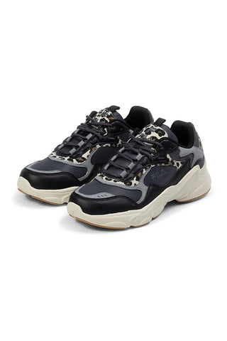 Schwarze Sneakers mit Animalier-Details und dicker Sohle Fila FFW0194