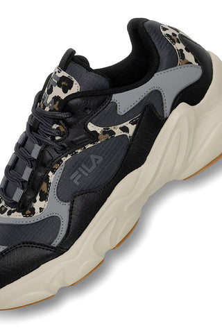 Schwarze Sneakers mit Animalier-Details und dicker Sohle Fila FFW0194