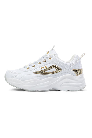 Fila FFW0586 weiße Sneakers mit goldenen Details und klobiger Sohle