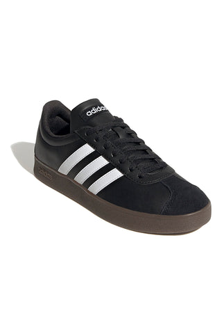Adidas VL Court Base schwarze Schuhe mit weißen Streifen und Gummisohle