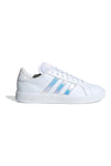 Adidas Grand Court Base 2.0 Weiße Sneakers mit schillernden Streifen aus synthetischen Materialien