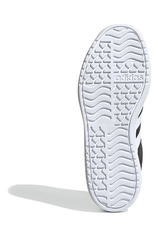 Schwarze Wildleder-Plateau-Sneaker mit weißen Streifen Adidas VL Court Bold J