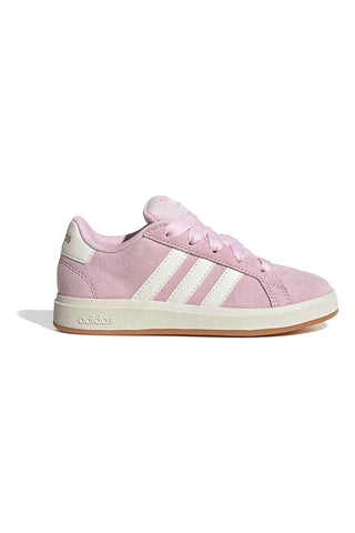 Scarpe rosa in suede con strisce bianche Adidas Grand Court 00s K