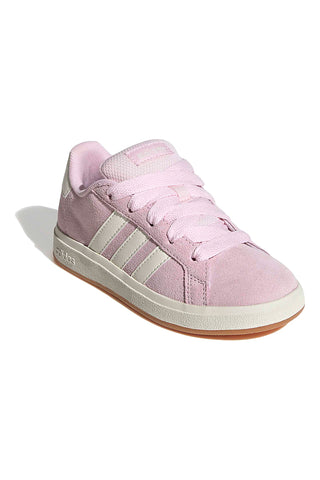 Scarpe rosa in suede con strisce bianche Adidas Grand Court 00s K