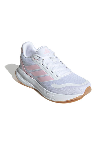 Scarpe da running bianche con dettagli rosa e suola Cloudfoam Adidas Runfalcon 5 J