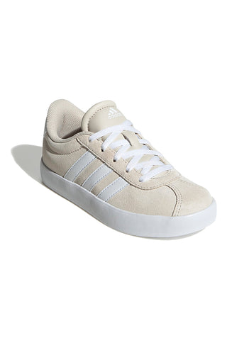 Sneakers beige in pelle con strisce bianche Adidas VL Court 3 K