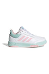 Adidas Tensaur Sport 2.0 K weiße Sneakers mit pastellfarbenen Details aus synthetischen Materialien