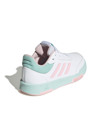 Adidas Tensaur Sport 2.0 K weiße Sneakers mit pastellfarbenen Details aus synthetischen Materialien