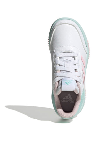 Adidas Tensaur Sport 2.0 K weiße Sneakers mit pastellfarbenen Details aus synthetischen Materialien