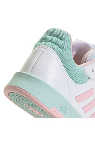 Adidas Tensaur Sport 2.0 K weiße Sneakers mit pastellfarbenen Details aus synthetischen Materialien