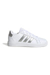 Sneakers bianche con strisce argento Adidas Grand Court 2 K